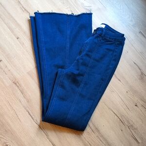 Vervet High Rise Flared Dark Blue Seamed Jeans